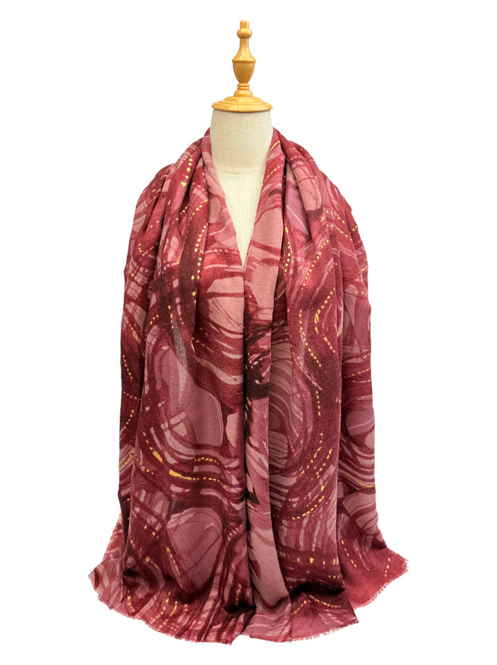 Abstract Swirl Scarf with Gold Foil