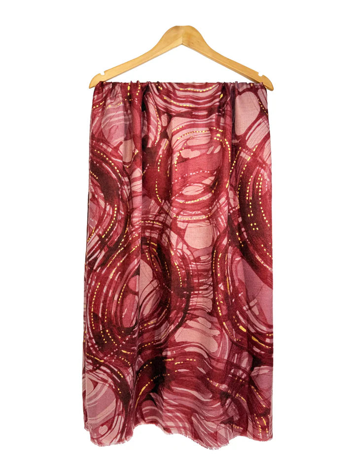 Abstract Swirl Scarf with Gold Foil