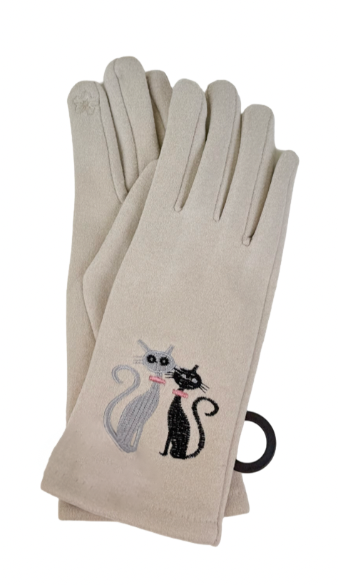 Embroidered Cat Gloves