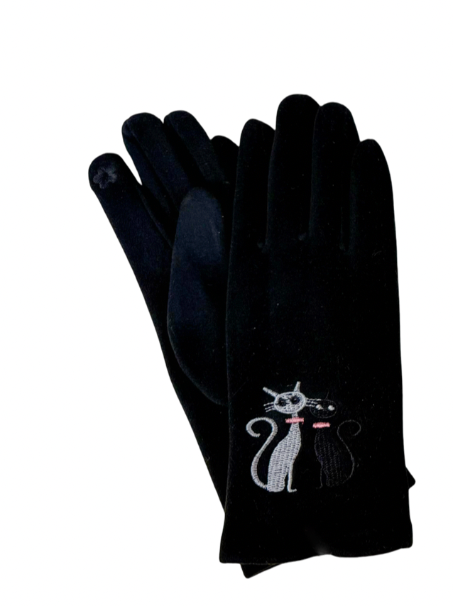 Embroidered Cat Gloves
