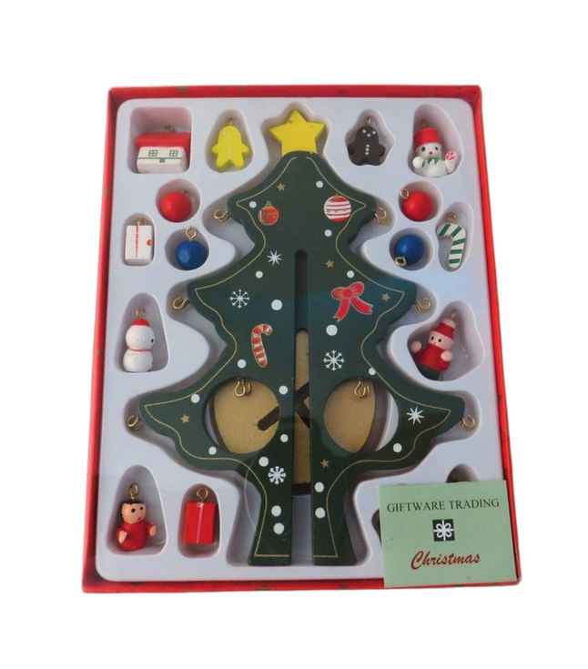Mini Wooden Christmas Tree with Decorations
