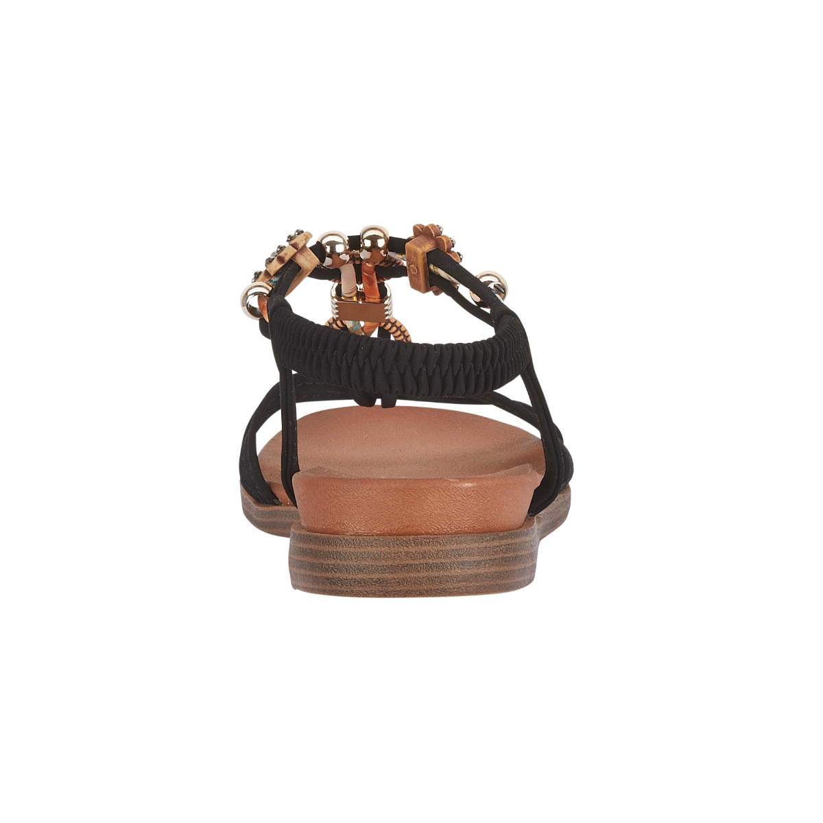 Santa Ana Black Embellished Strap Sandals