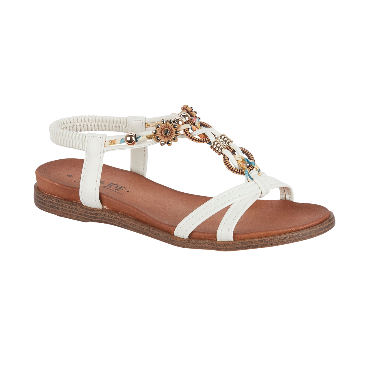 Santa Ana White Embellished Strap Sandals