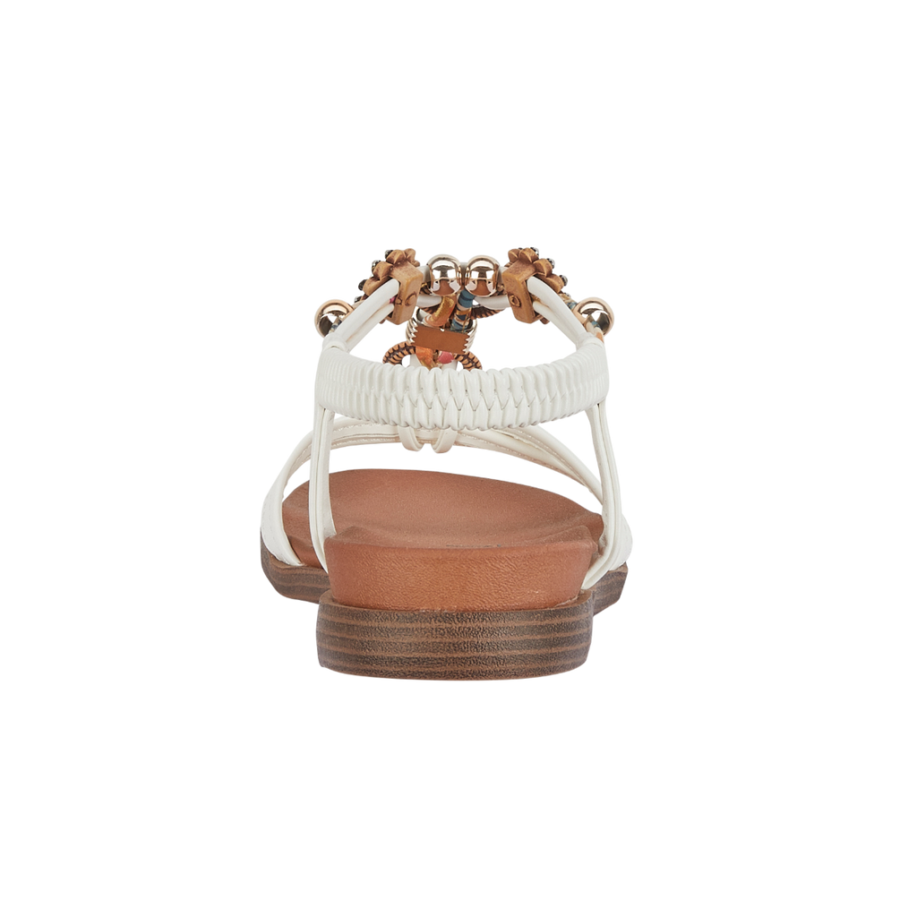 Santa Ana White Embellished Strap Sandals