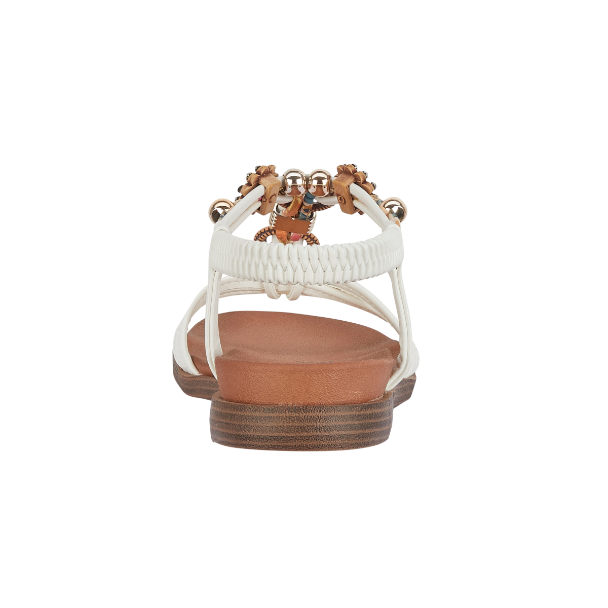 Santa Ana White Embellished Strap Sandals