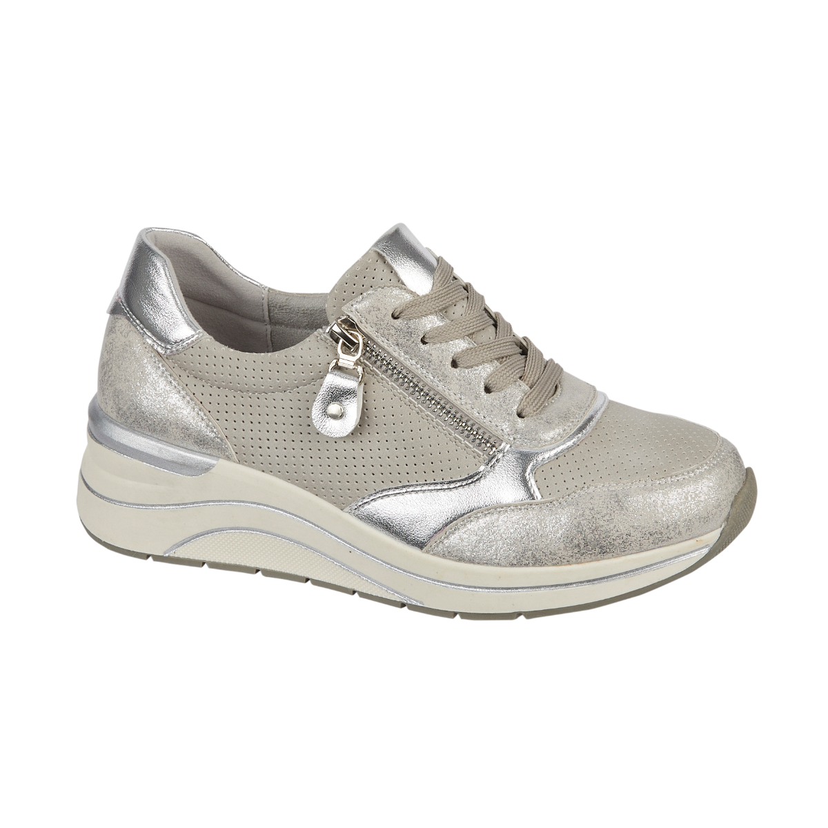 Saville Silver Metallic Trainers