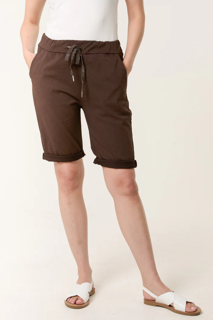 Brown Stretch Magic Shorts