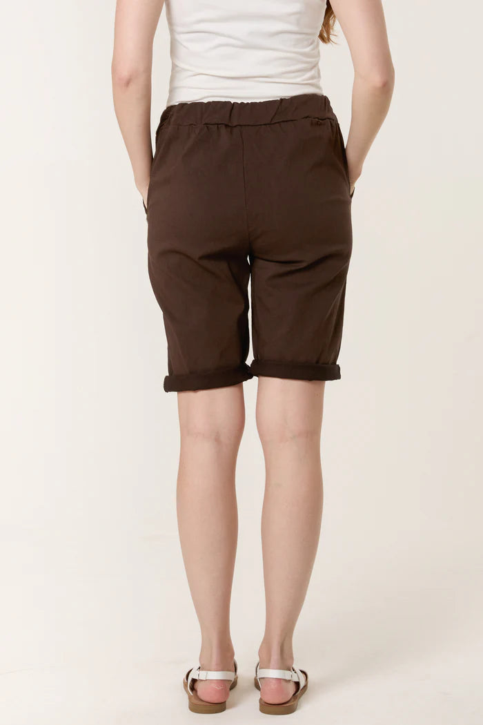Brown Stretch Magic Shorts