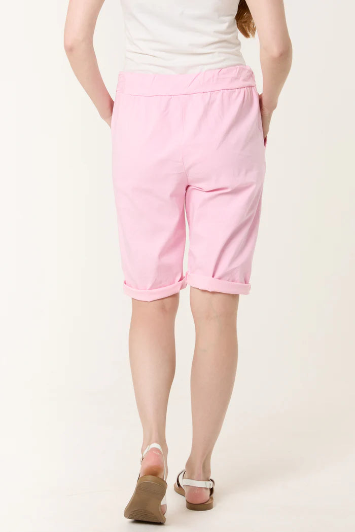 Comfort Stretch Turn-Up Magic Shorts in Light Pink