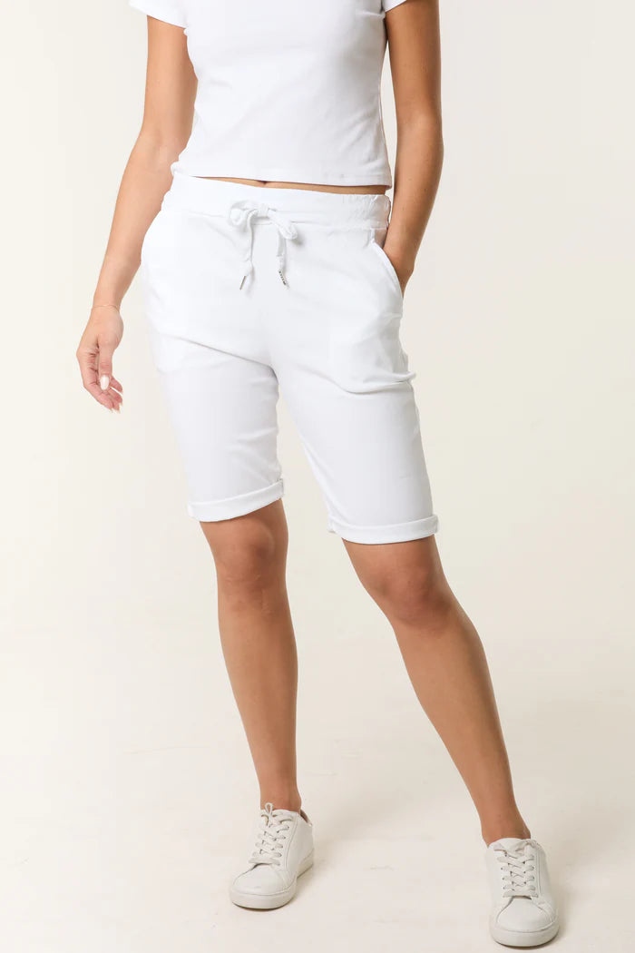 White Stretch Magic Shorts