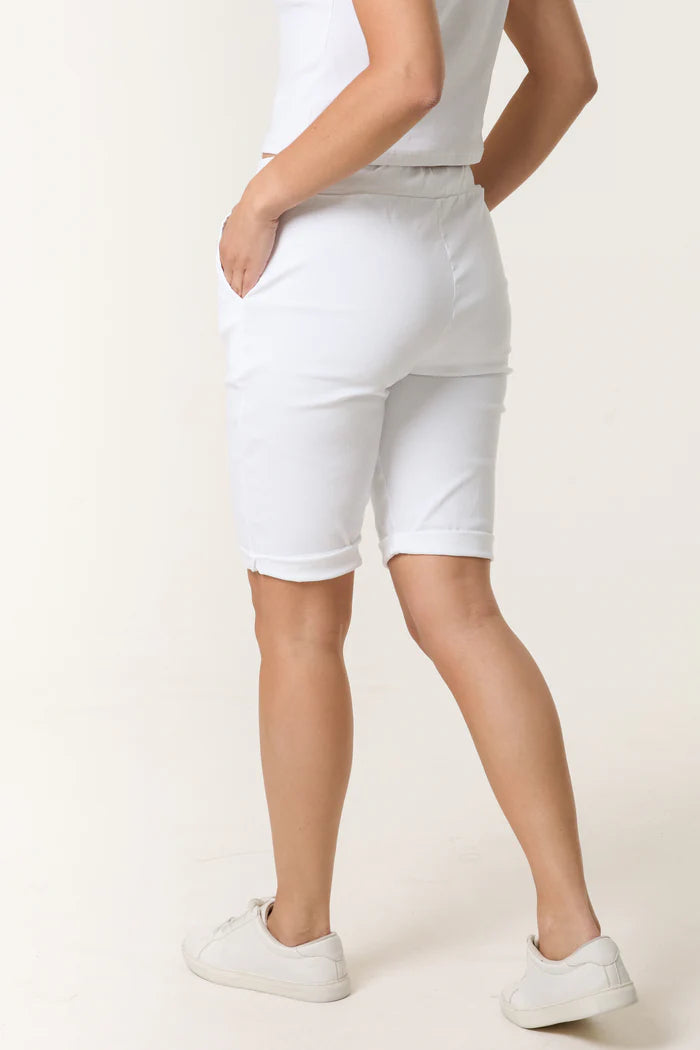 White Stretch Magic Shorts