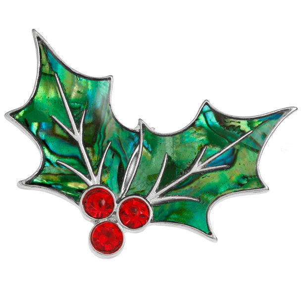 Festive Holly Pin Brooch