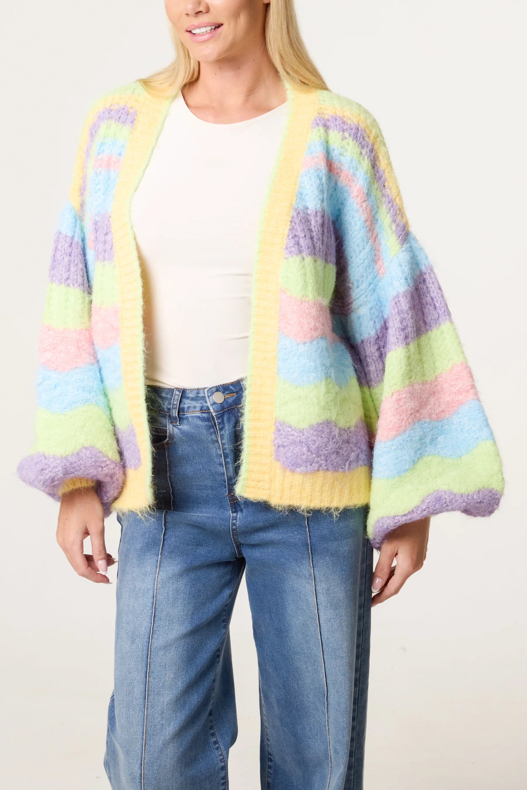 Wavy Stripes Edge to Edge Oversized Cardigan
