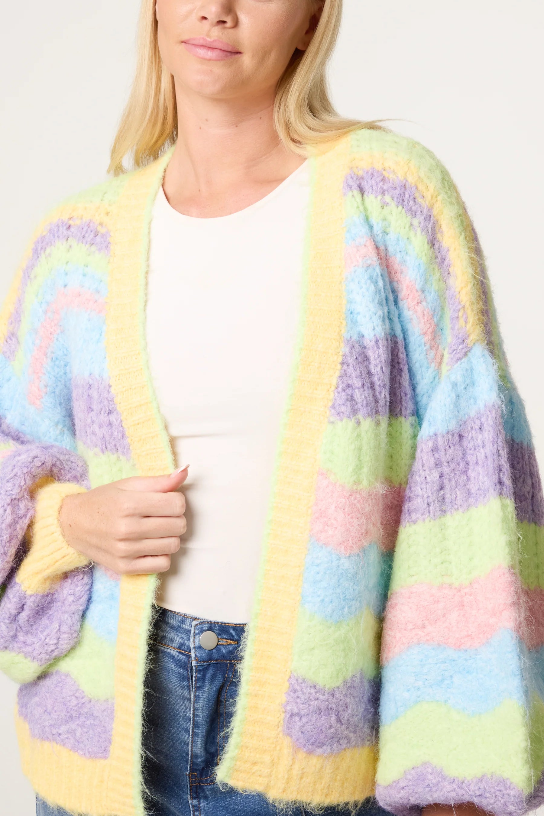 Wavy Stripes Edge to Edge Oversized Cardigan