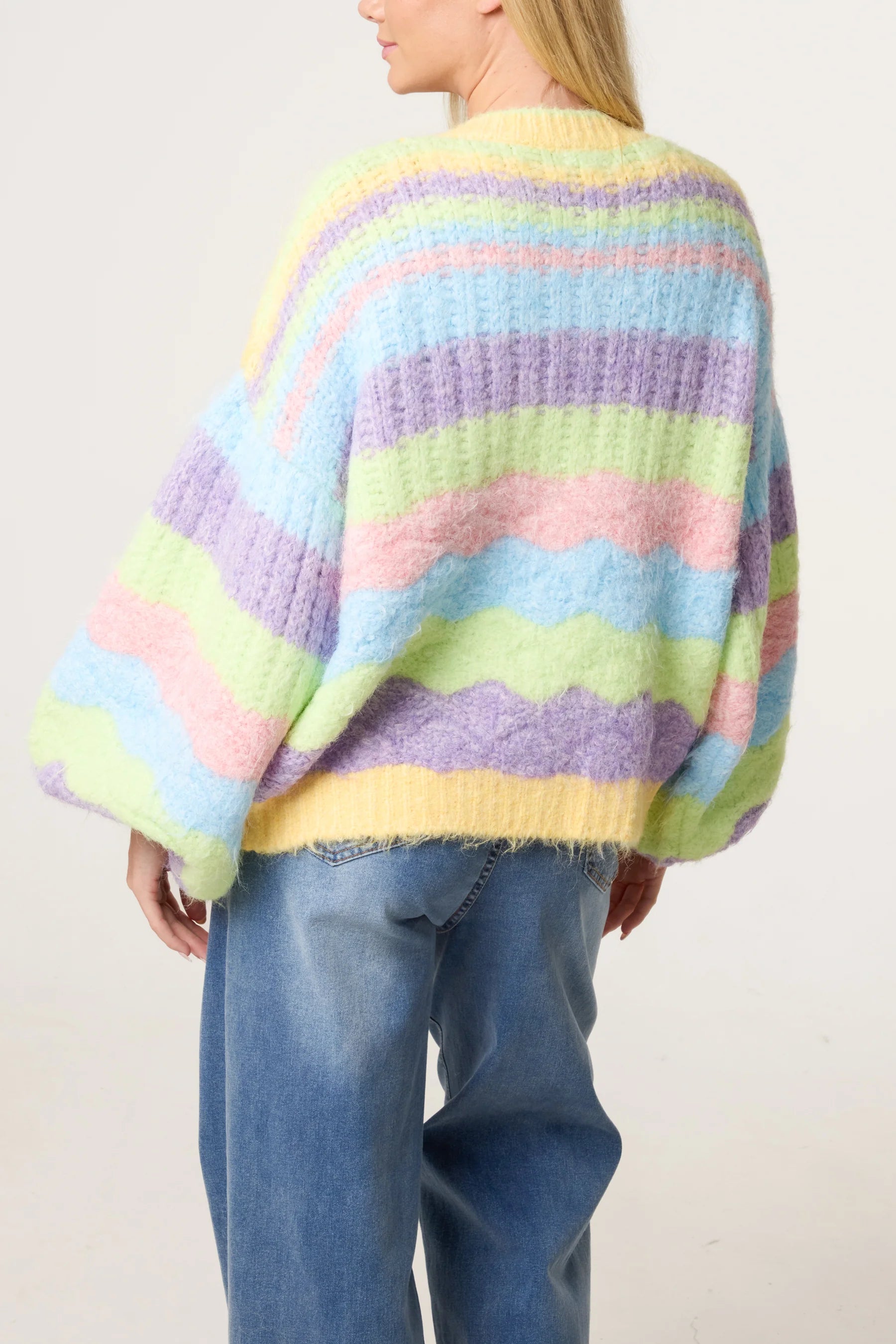 Wavy Stripes Edge to Edge Oversized Cardigan