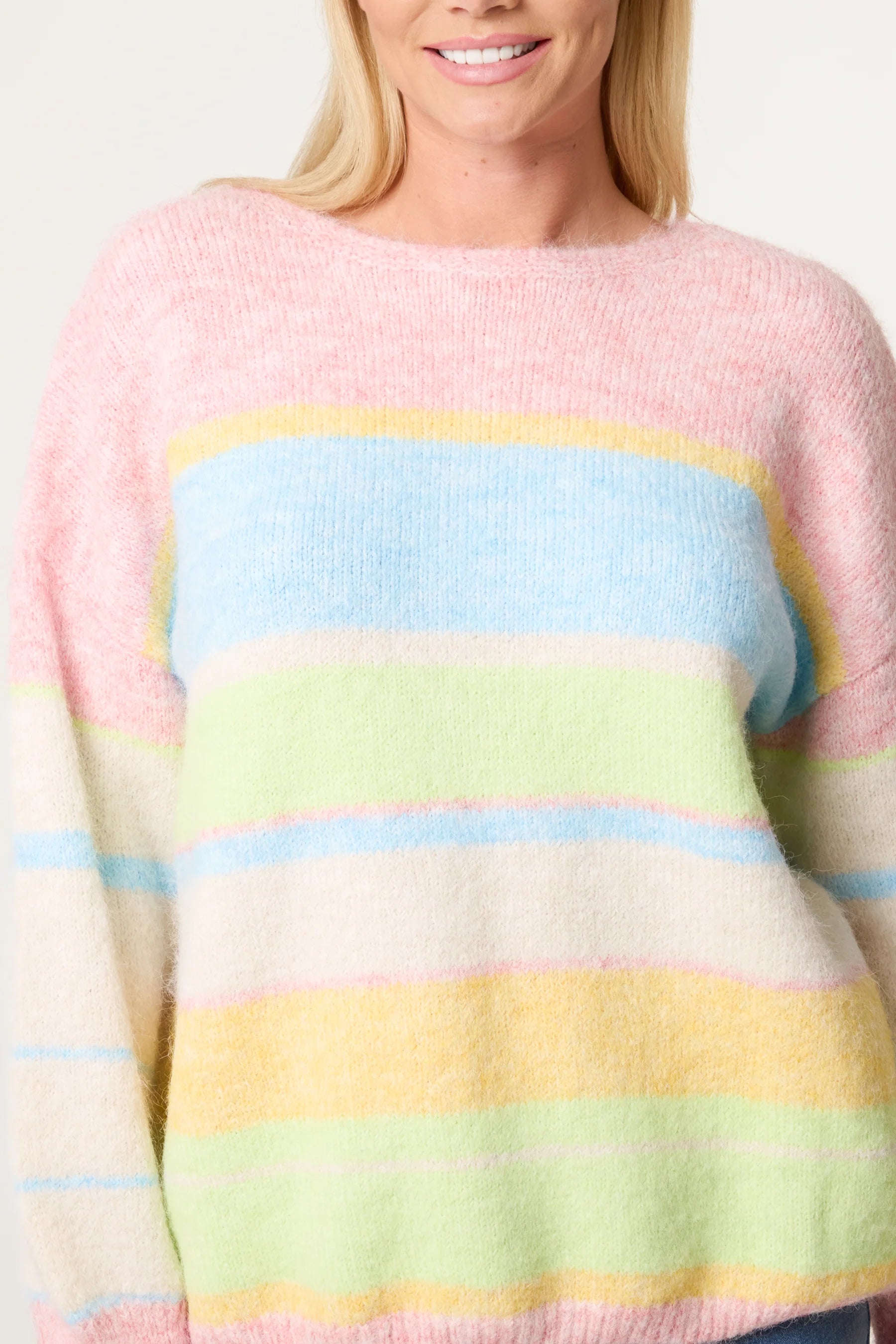 Striped Crew Neck Jumper With Wool