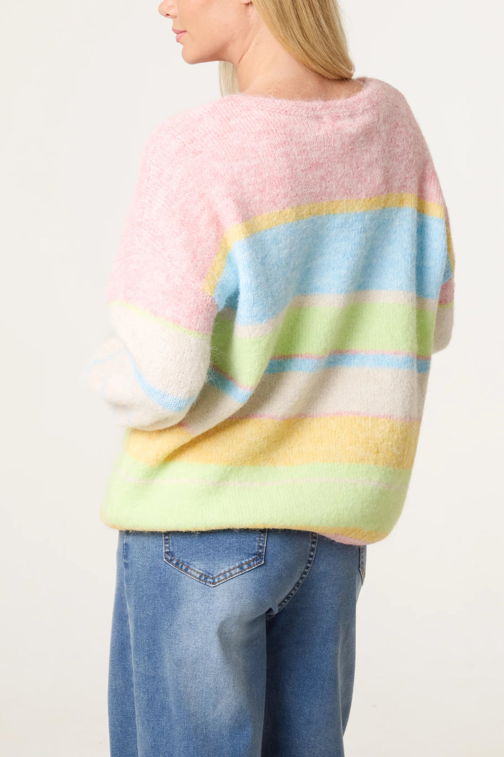 Striped Crew Neck Jumper With Wool