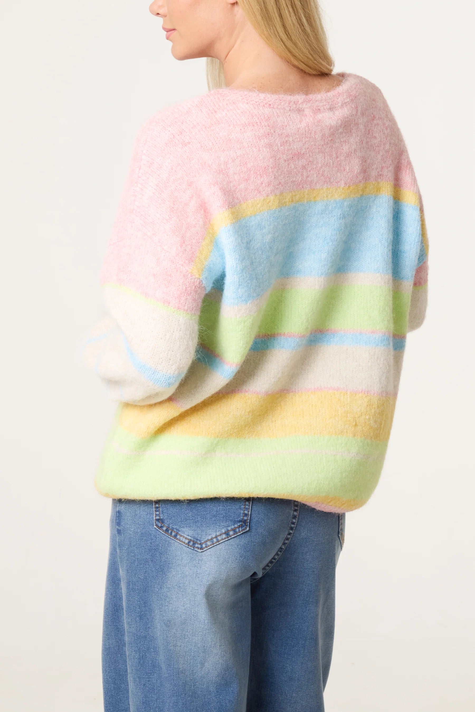 Striped Crew Neck Jumper With Wool