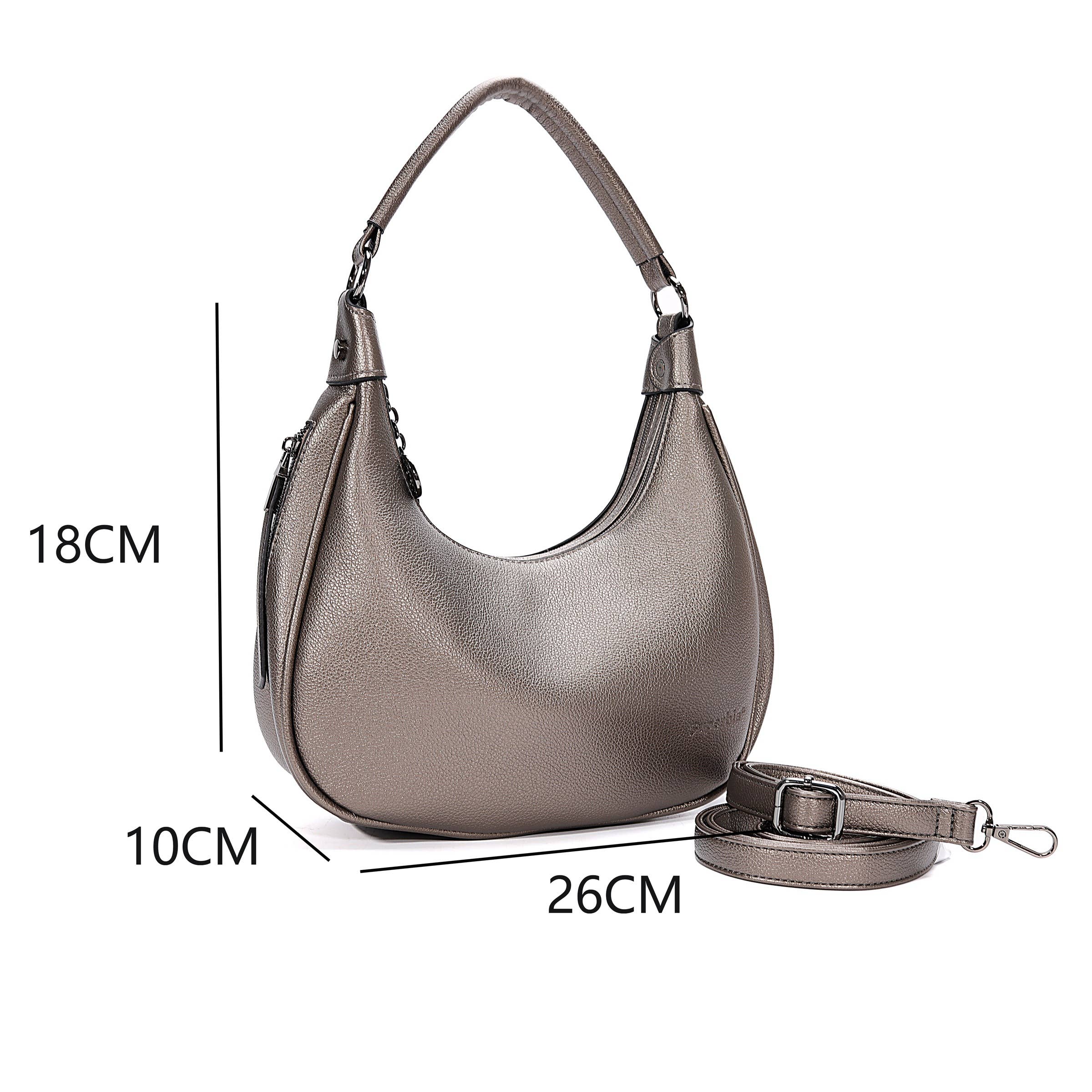 Textured Hobo Shoulder Bag - Black