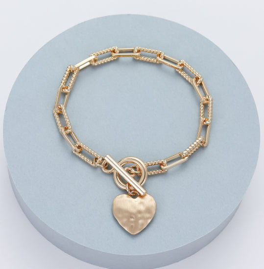 Gold Plated Heart Charm Bracelet