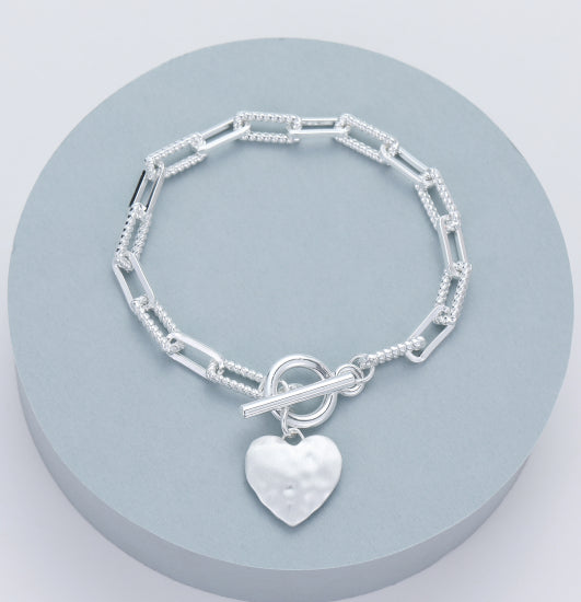 Silver Plated Heart Charm Bracelet