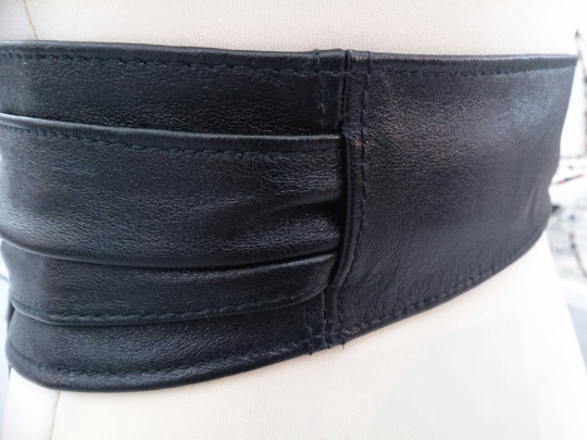 Black Leather Obi Belt – Handmade Wrap Belt