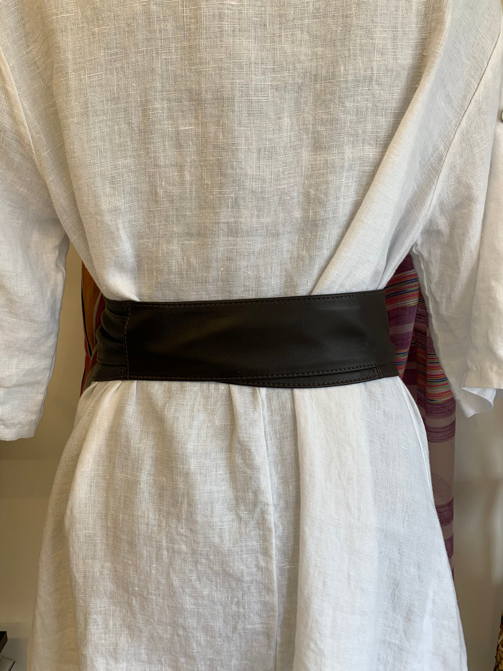 Dark Burgundy Leather Obi Belt – Handmade Wrap Belt