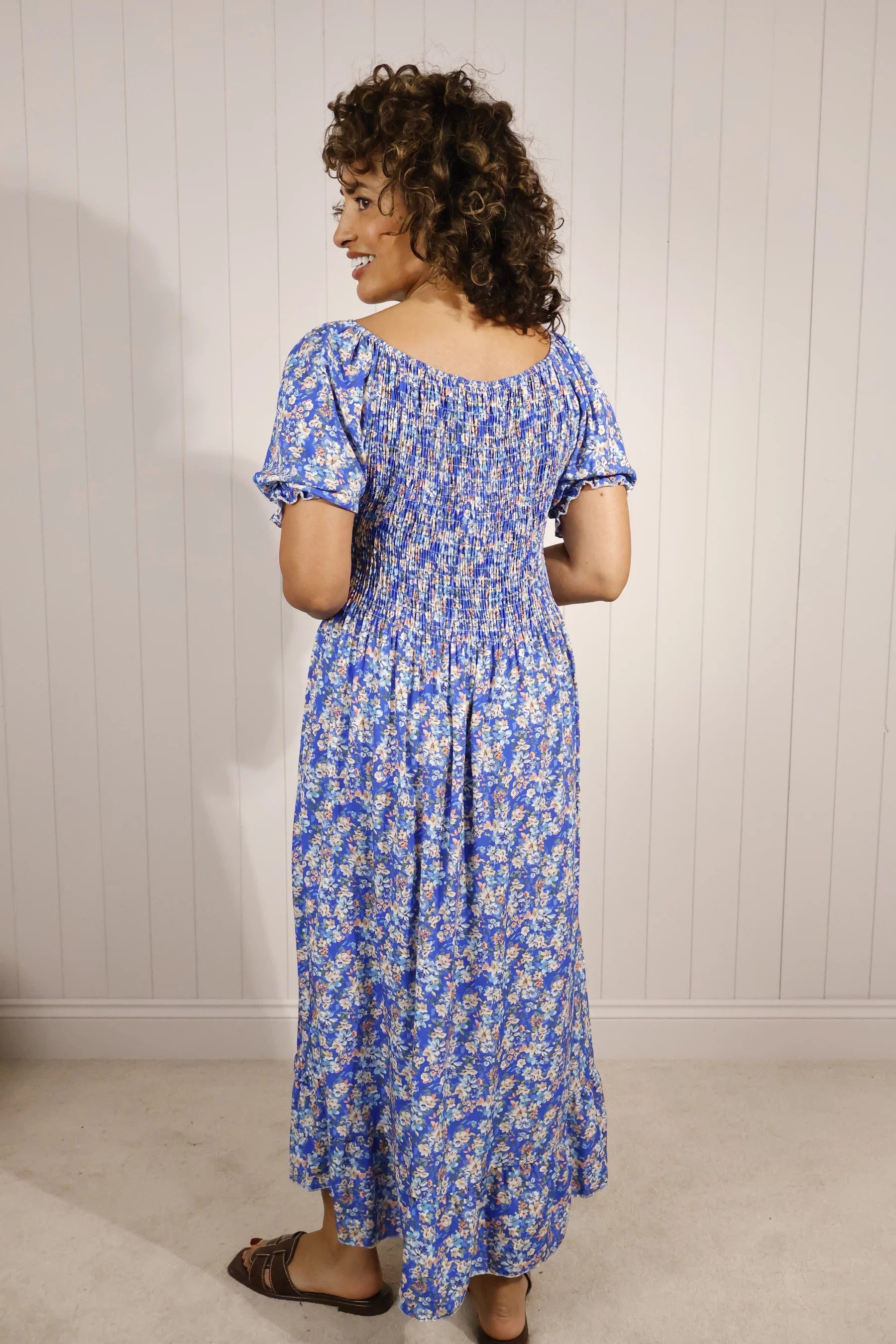 Ditsy Flower Puff Sleeve Maxi Dress