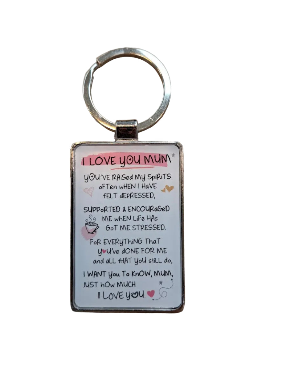 'I Love You Mum' White Keyring