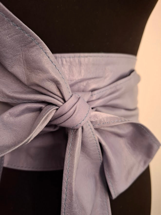 Lilac Leather Obi Belt – Handmade Wrap Belt