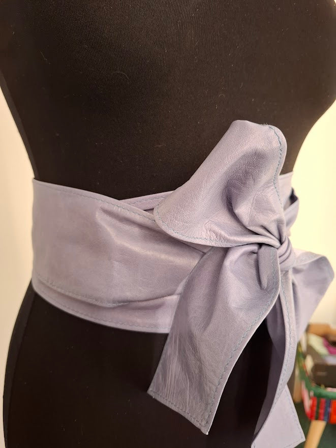 Lilac Leather Obi Belt – Handmade Wrap Belt