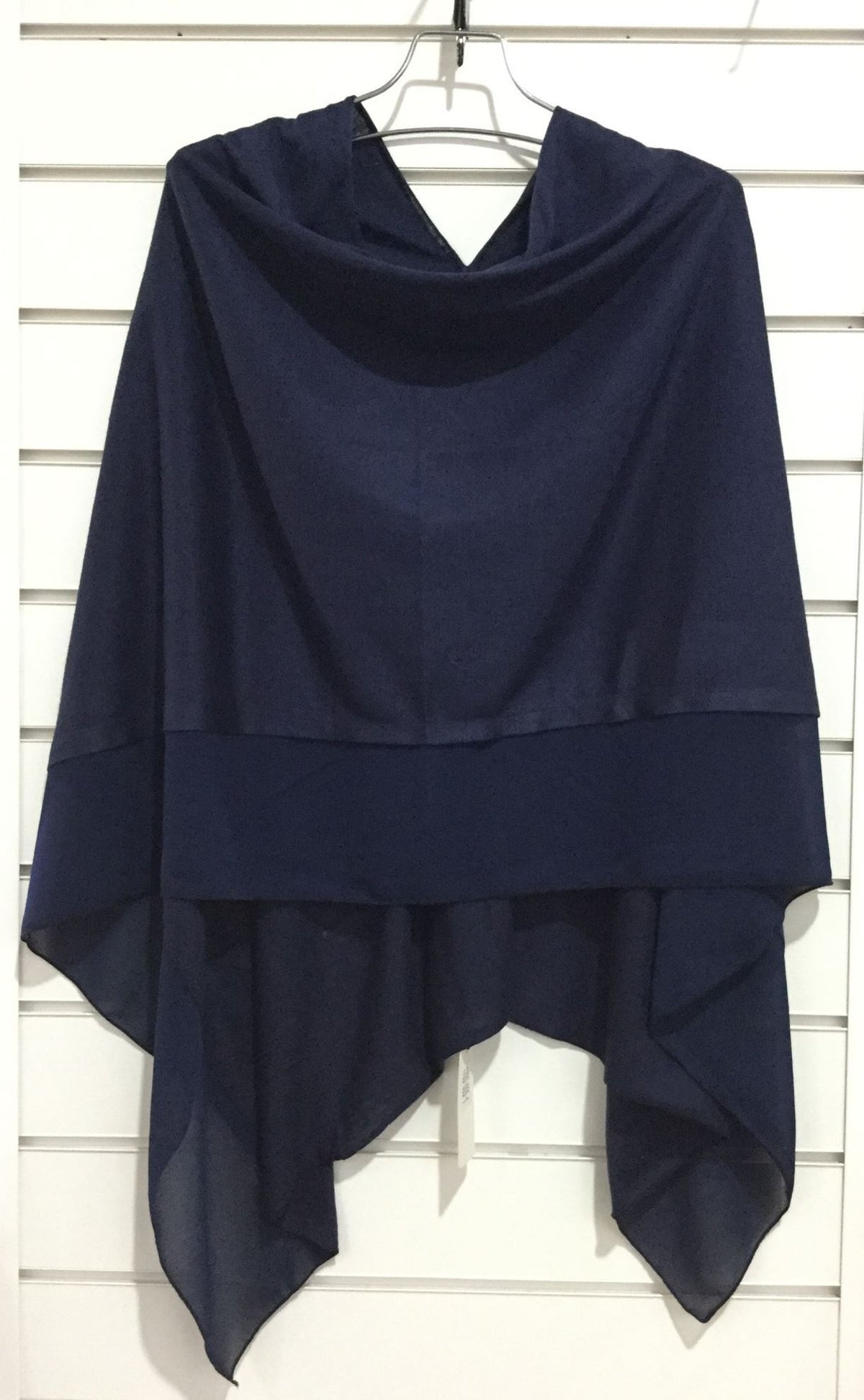 Navy Blue Layered Chiffon Poncho Shawl