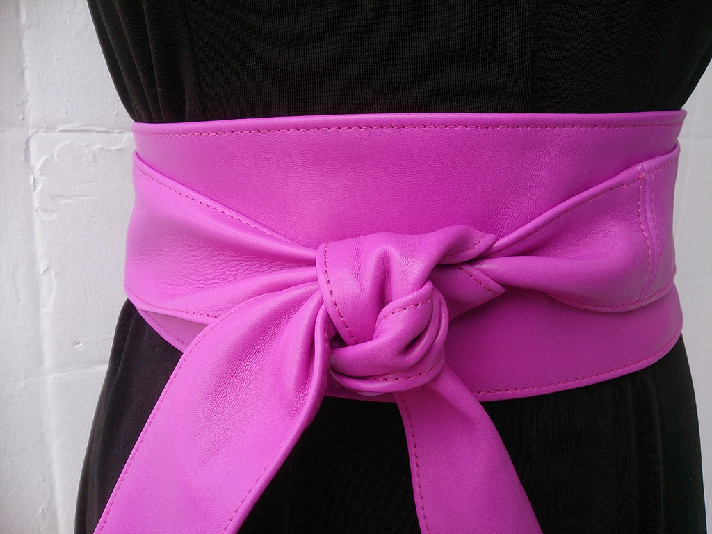 Orchid Leather Obi Belt – Handmade Wrap Belt