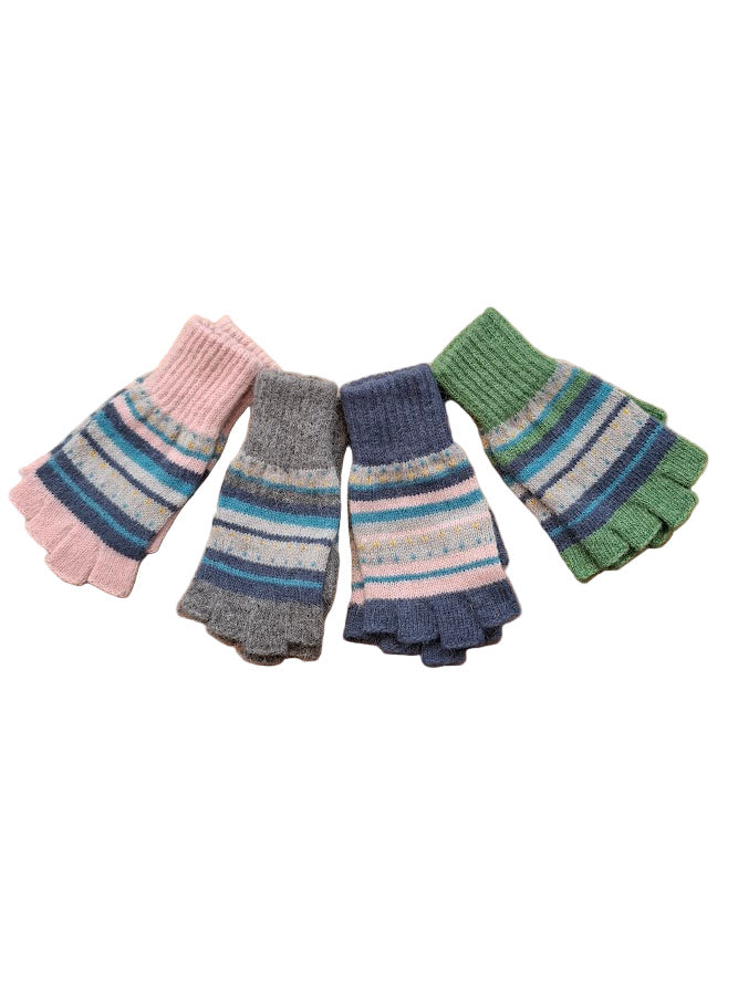 Fingerless Striped Knitted Gloves