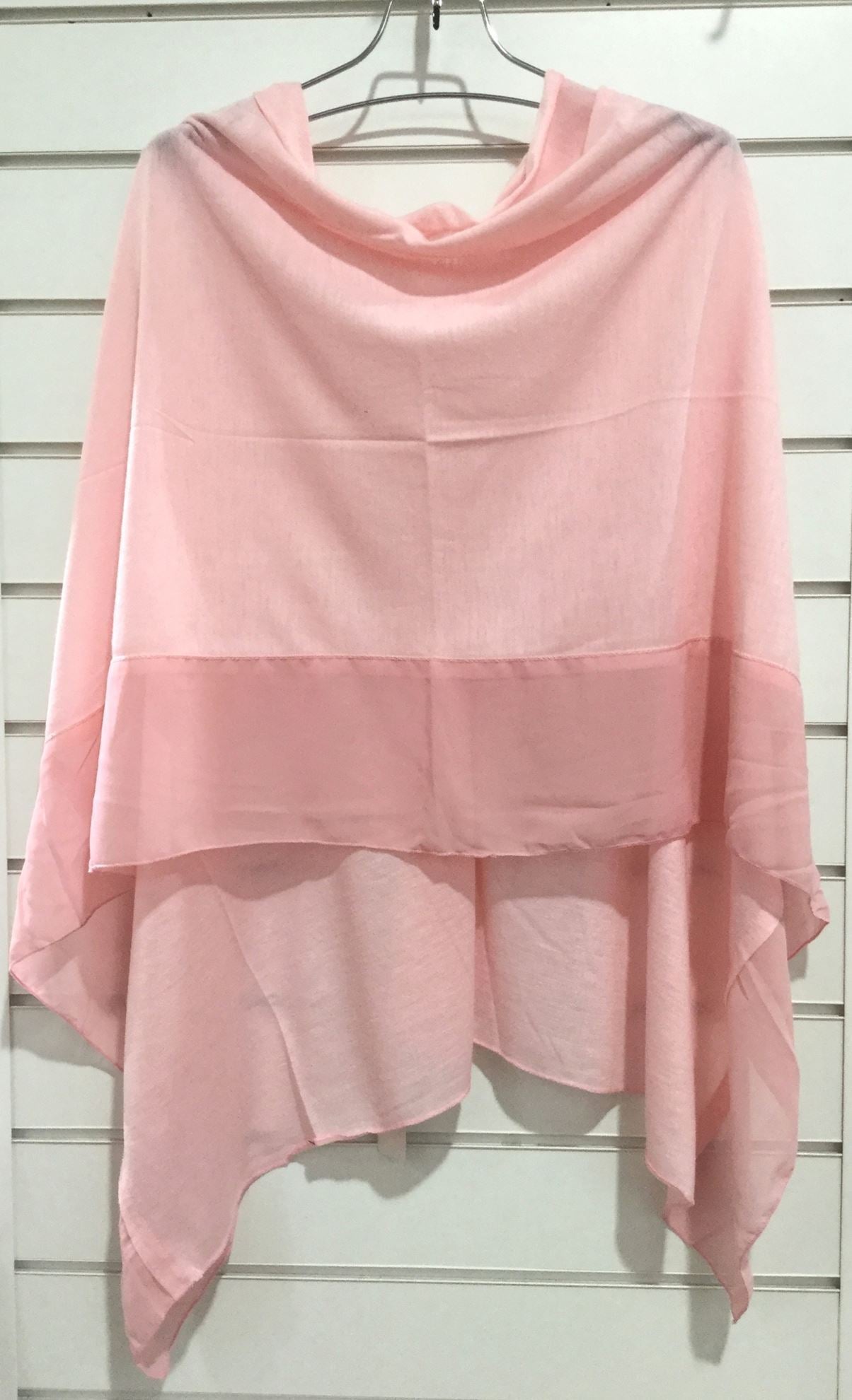 Soft Pink Layered Chiffon Poncho Shawl