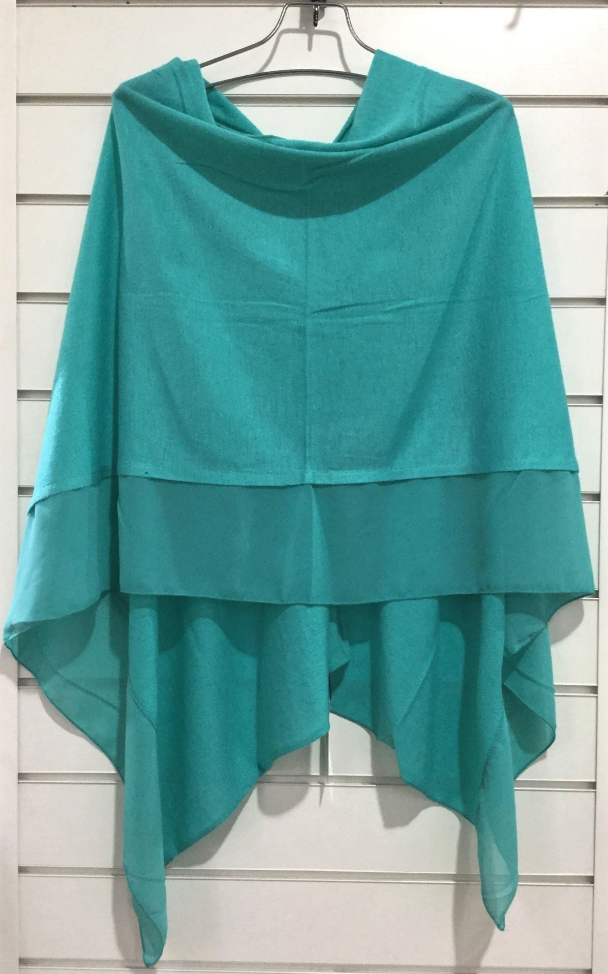 Turquoise Layered Chiffon Poncho Shawl