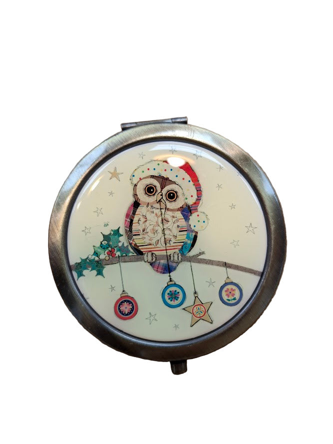 Christmas Owl Compact Mirror